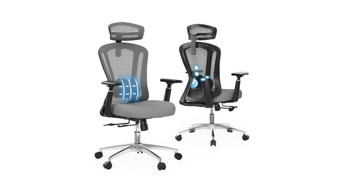Farini Office Chair High Back Computer Chair With Wheels Gray