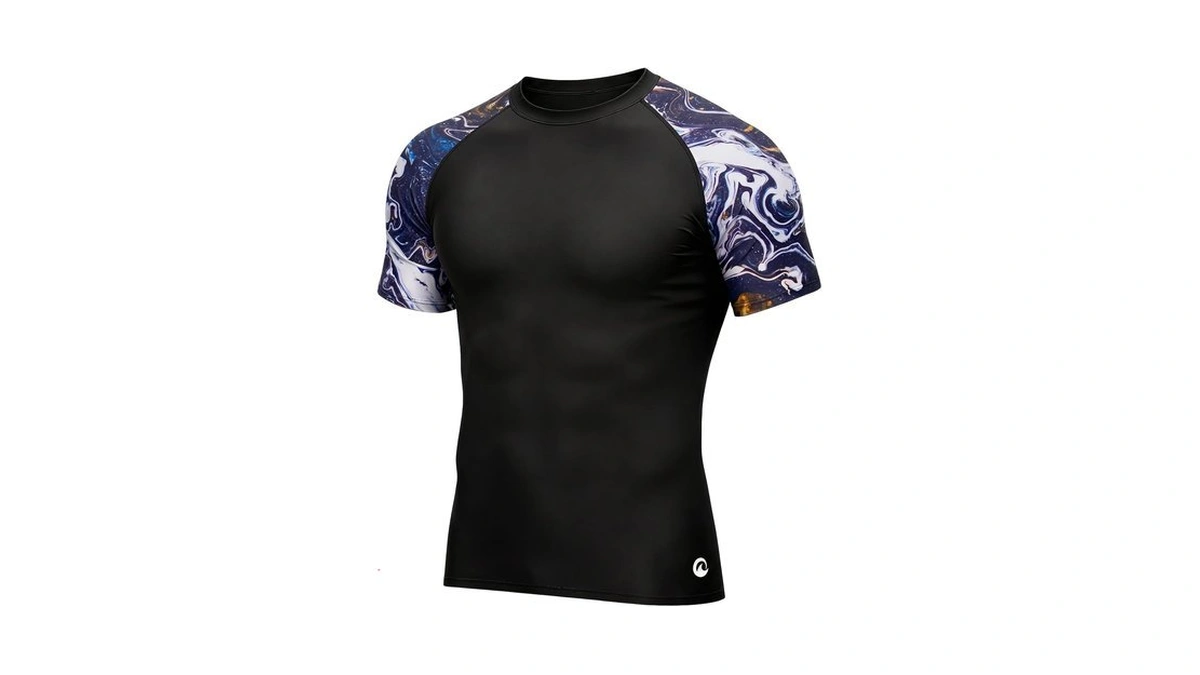 Coozysphere Men's Upf 50+ Compression Swim Shirt Short Sleeve