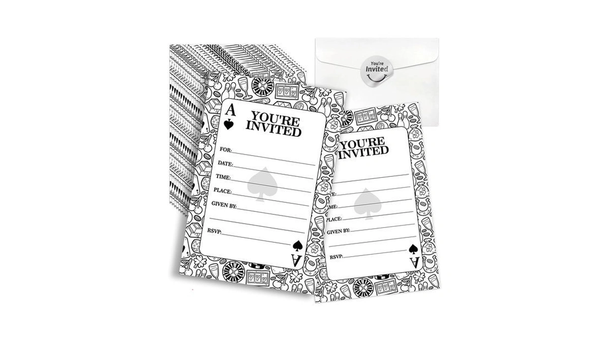 Cusrtyh Playing Cards Themed Shaped Fill-in Invitations Card 15 Sheets