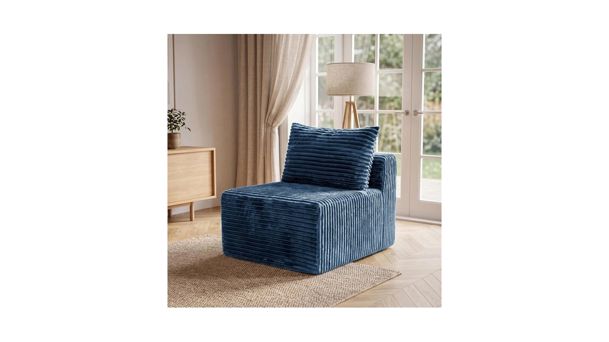 34.6”modular Sectional Armless Middle Sofa Seat Boneless Corduroy Cloud Chair