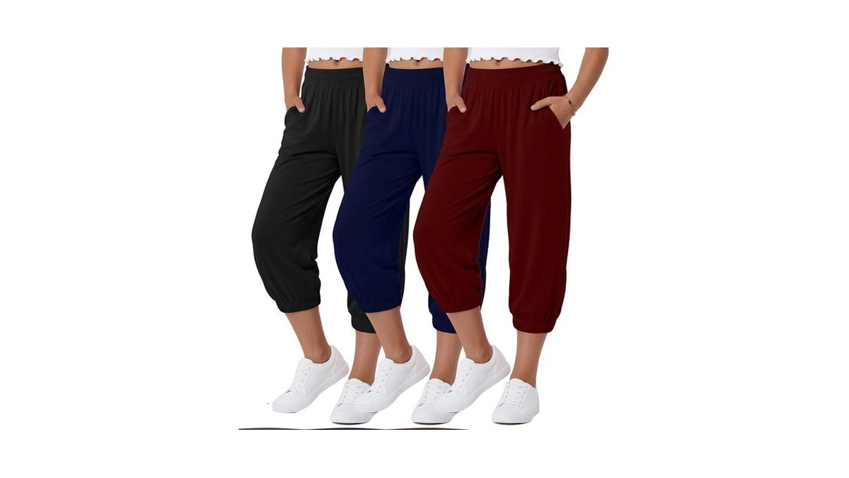 Joymotion 3 Pcs Girls' Capris Sweatpants, 3-color, 9-10 Years