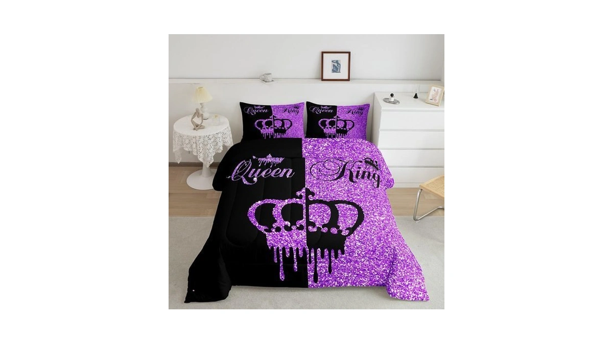 Feelyou Modern Queen And King Crown Comforter Set Queen Size