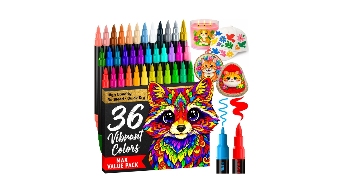 Artistro 36 Dual-tip Acrylic Paint Marker Pens For Drawing