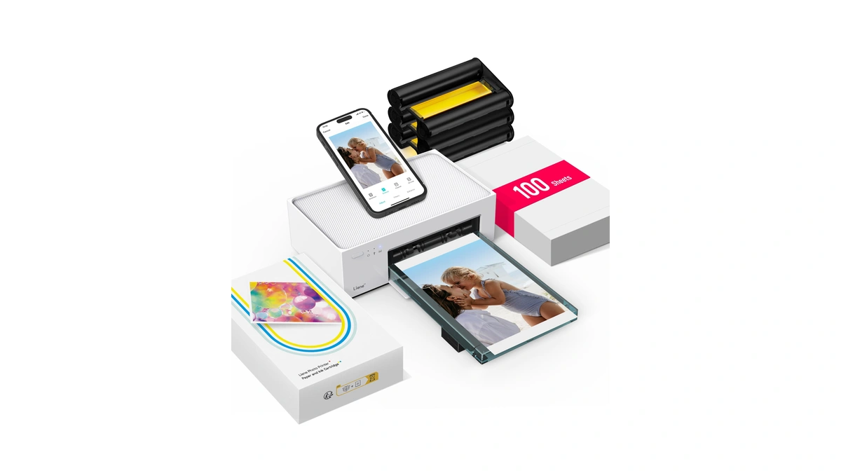 Liene M100 4x6'' Photo Printer, Phone Printer 100 Sheets &