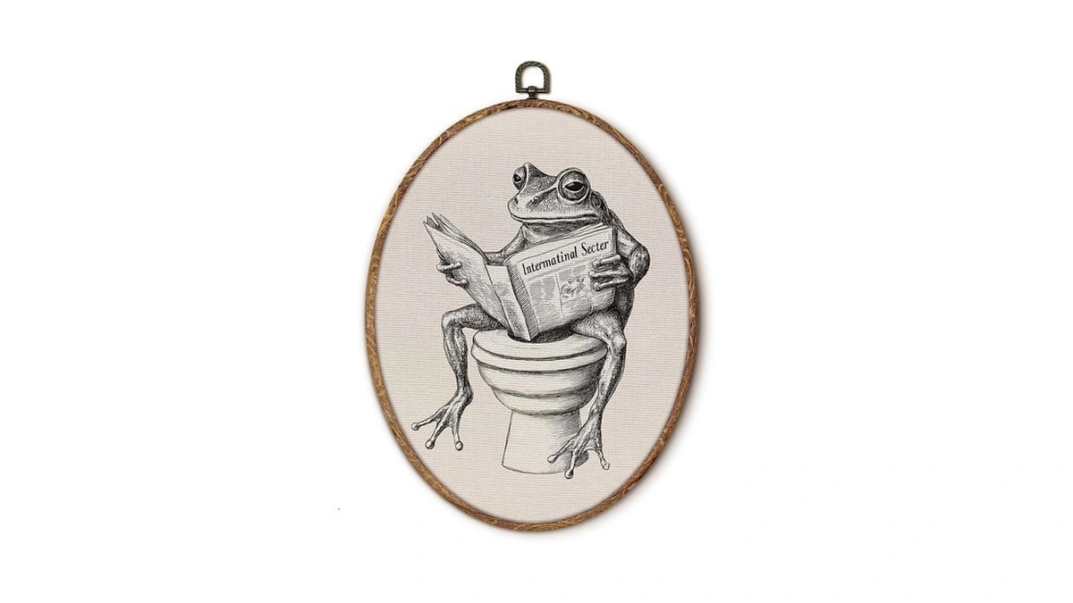 Fzszsd Funny Frog Bathroom Oval Wall Art Decor, Black And