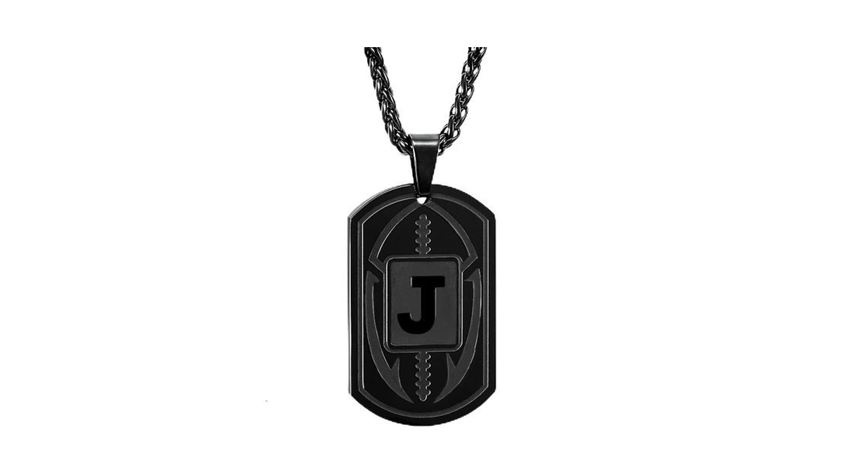 Fervia Football Initial Necklacefor Men Boys Kids Teen Dog Tag