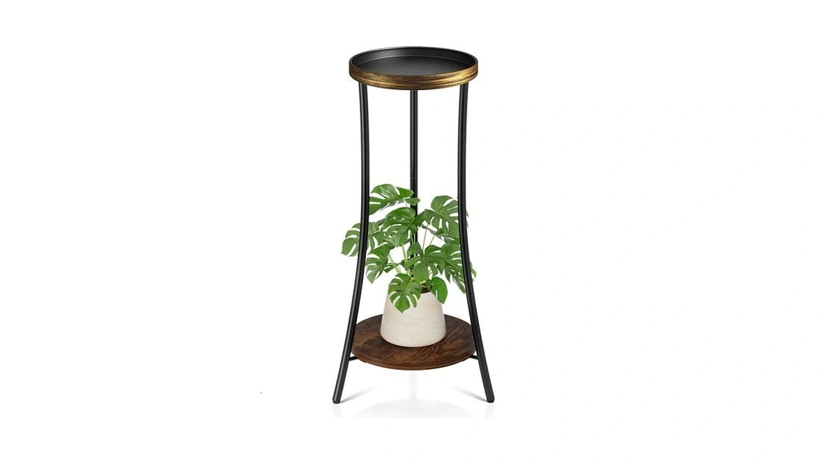 Nqw 2 Tier Plant Stand, Heavy Duty Iron Flower Pot