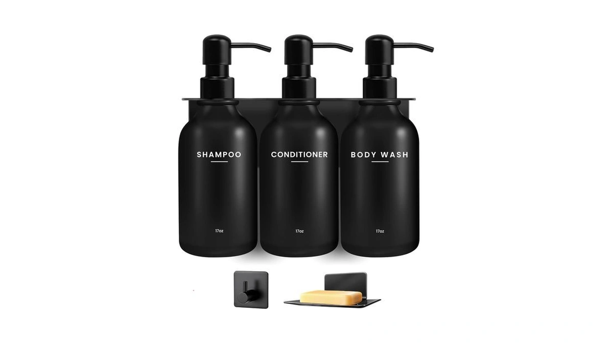 Shampoo And Conditioner Dispenser Wall Mounted With Stainless Steel Pump