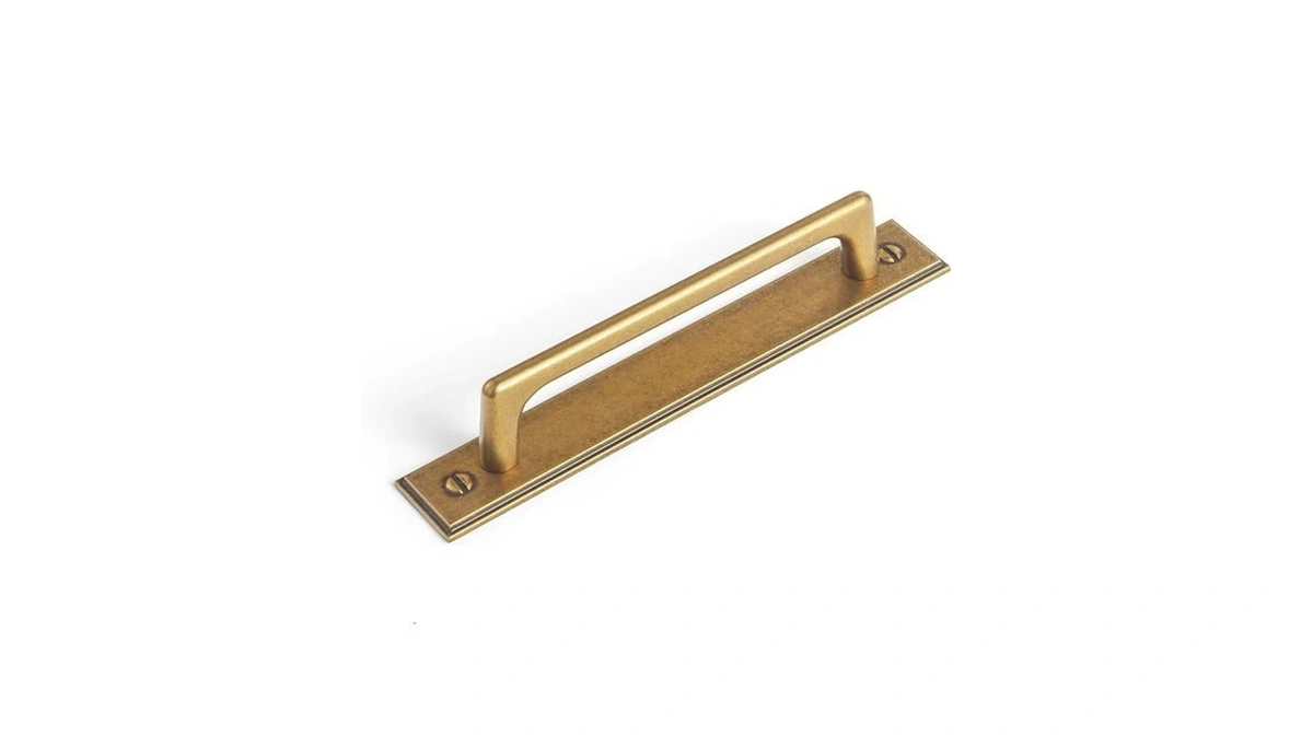 Goo-ki Antique Brass Cabinet Pulls With Luxe Metallic Square Backplate-