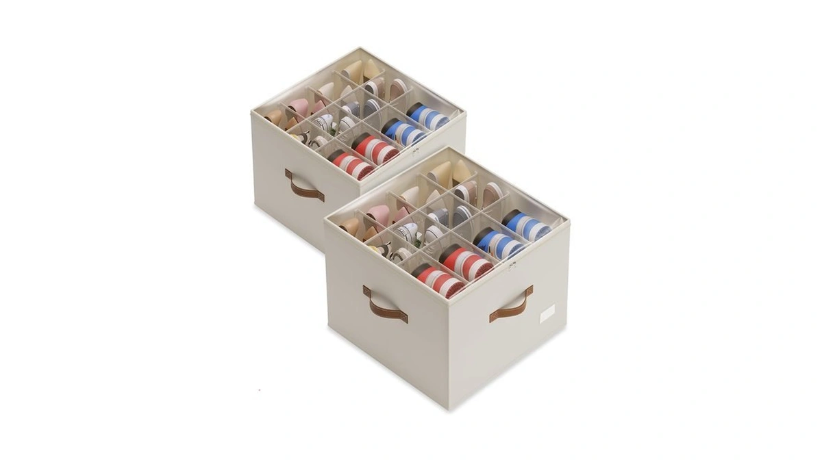 Vincona Shoe Organizer For Closet, 2 Pack Foldable Shoe Storage