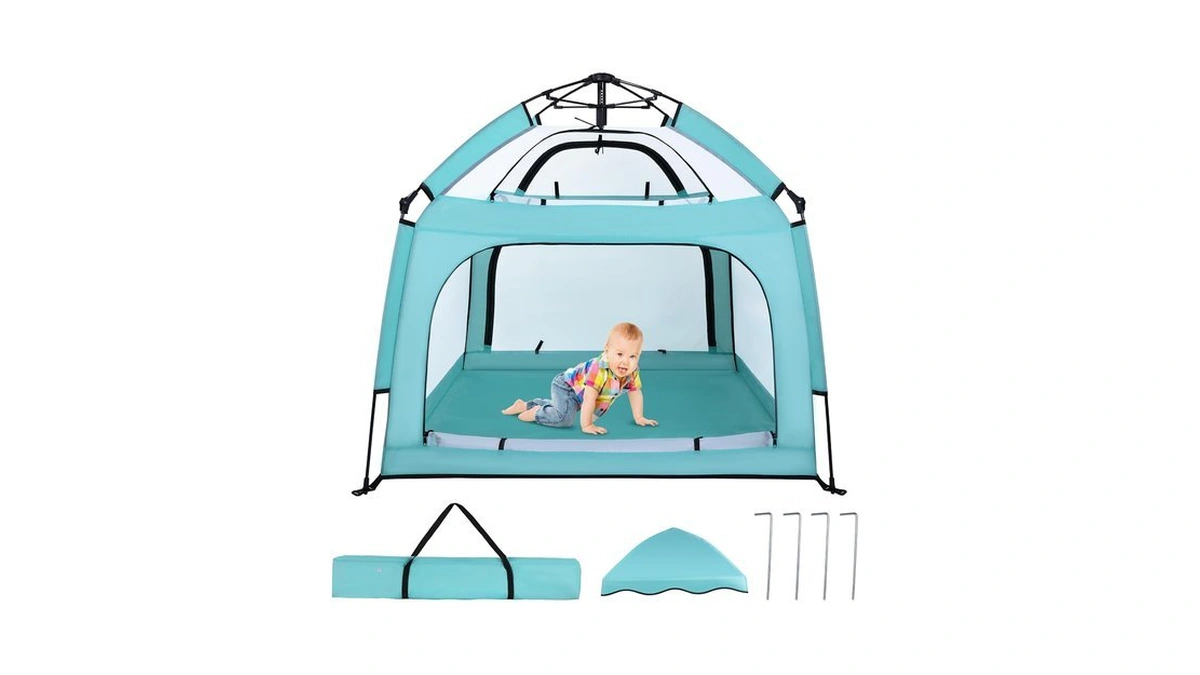 Bend River Baby Playpen With Canopy, Square Toddler Beach Tent