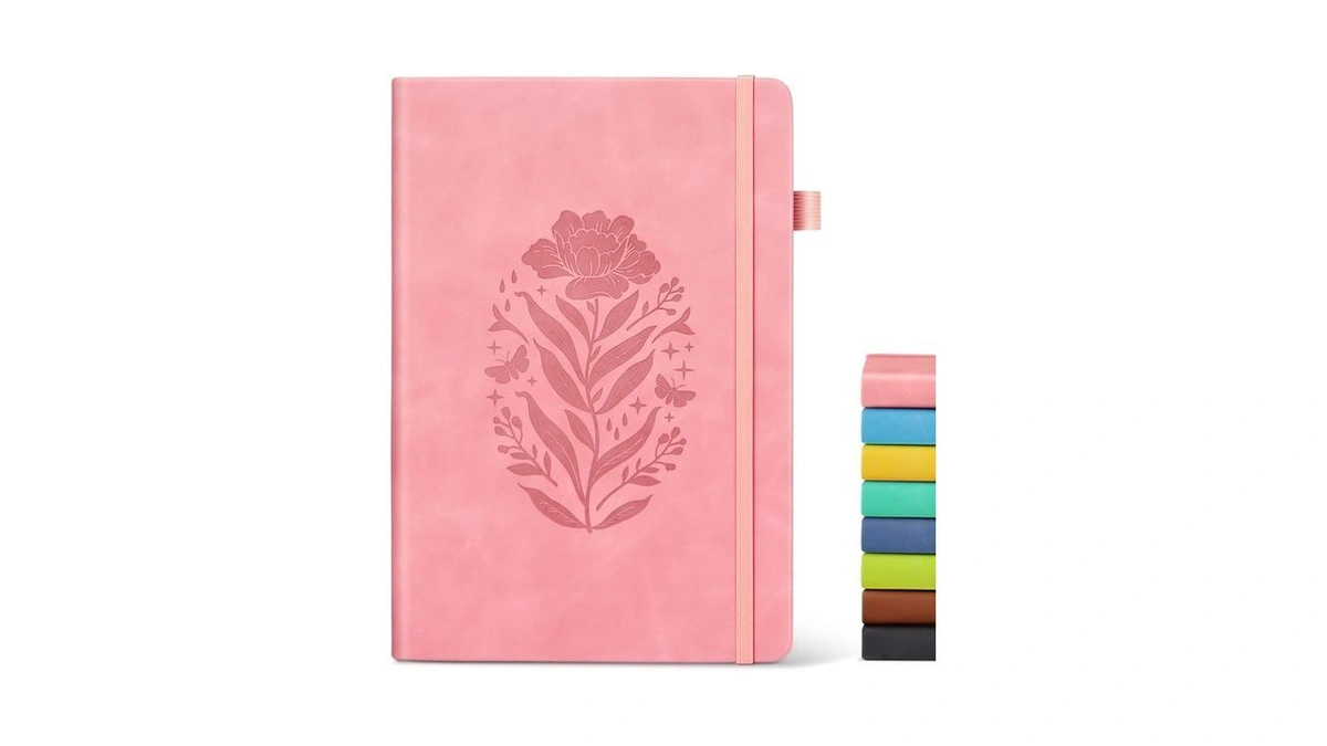 Lined Journal Notebook For Women, A5 Pink Hardcover Leather Journals