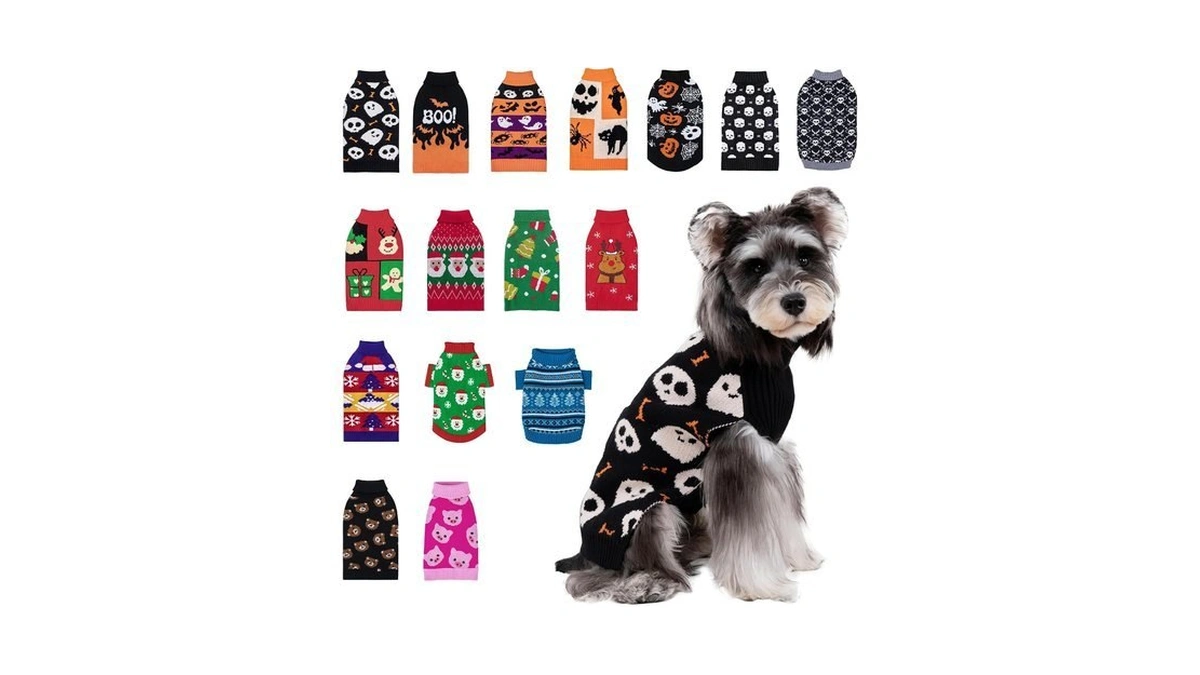 Cutebone Dog Sweater With Turtleneck Knitted Leash Hole