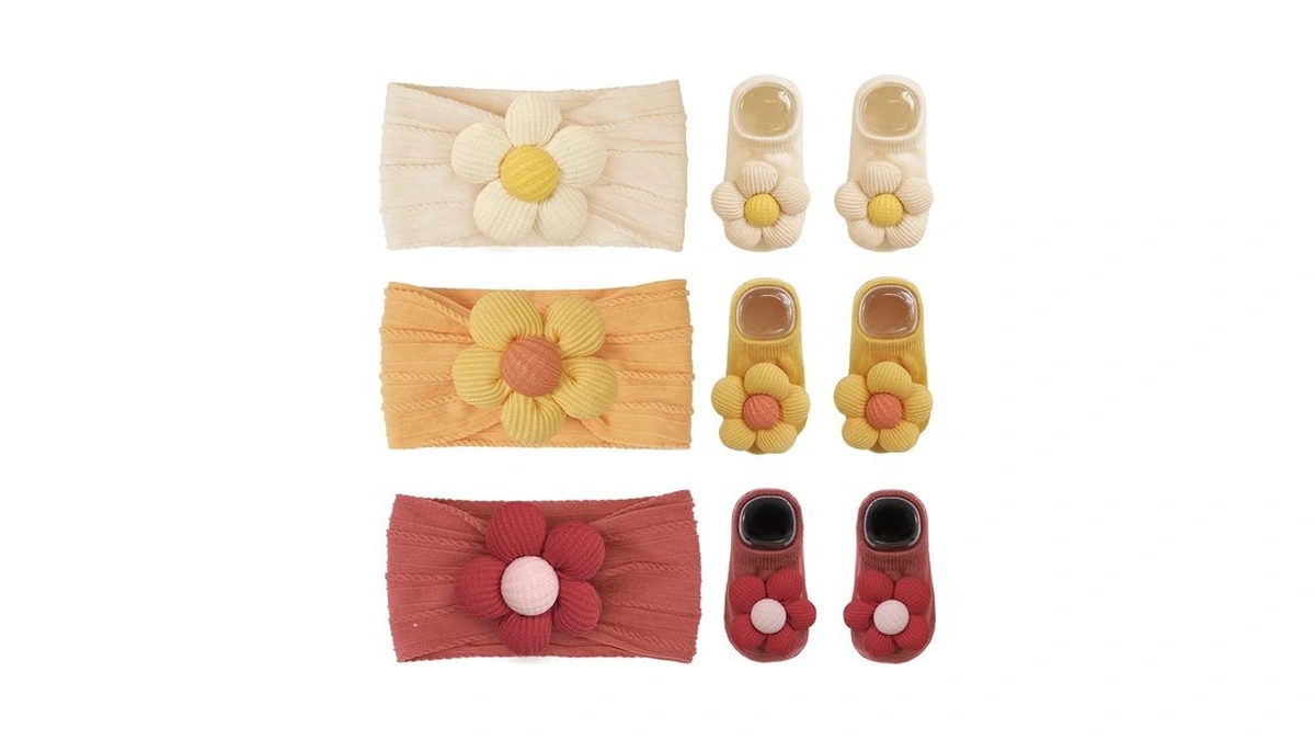 Céllot Baby Flower Headband And Socks Set For Toddler Newborn