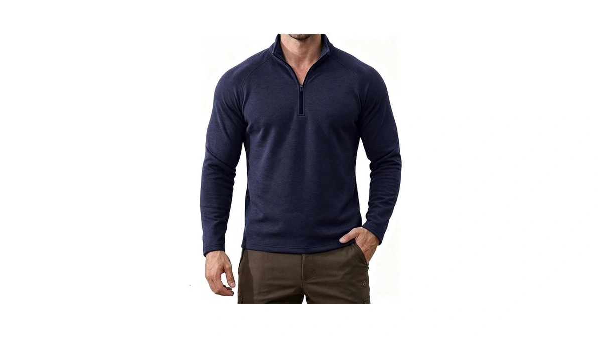 Invictusy Men's Quarter Zip 1/4 Zip Pullover Long Sleeve Running