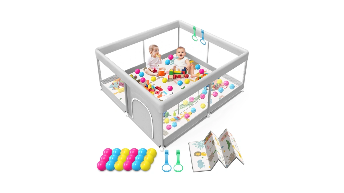 Baby Playpen With Mat, 50x50 Inch Playpen With Mat Waterproof