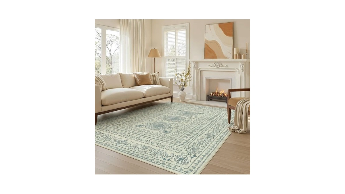 Nakagishi Neutral 5x7 Area Rugs For Living Room Washable, Green/beige