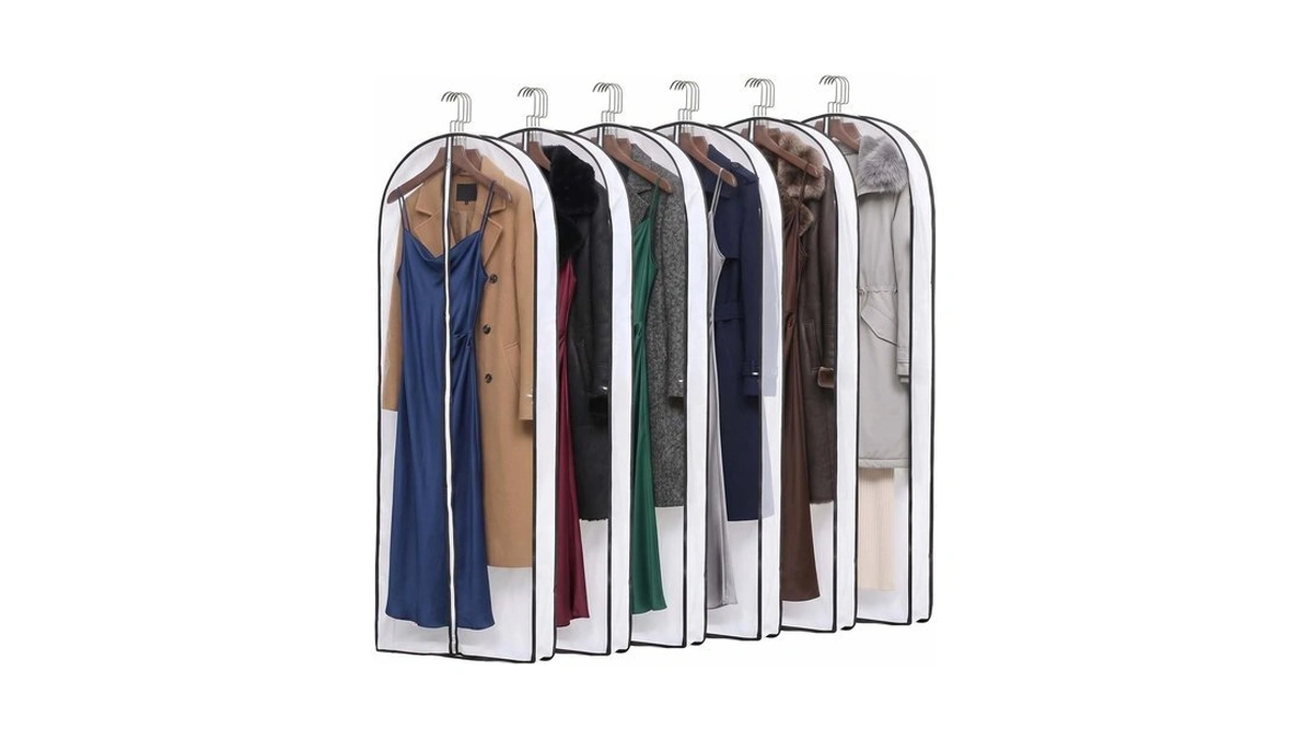 Fmliuy 6 Pack 60" Clear Double-sided Garment Bag With Zipper