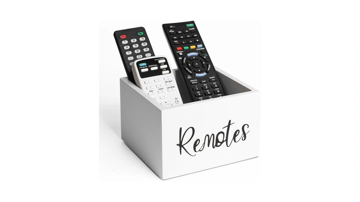 Lbemey Wood Remote Control Holder, Tv Remote Control Organizer For