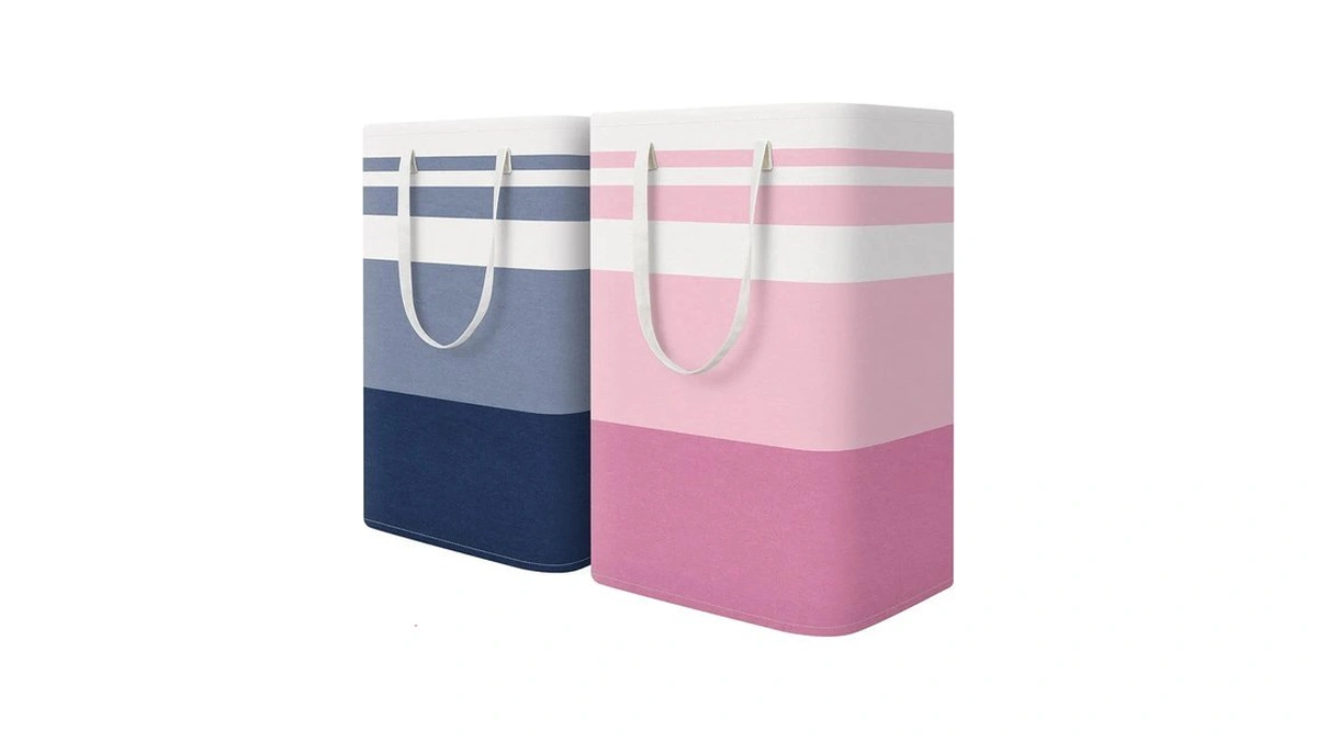 Homehacks 2 Pack Laundry Baskets, Laundry Hampers Bags (blue+pink 75l)