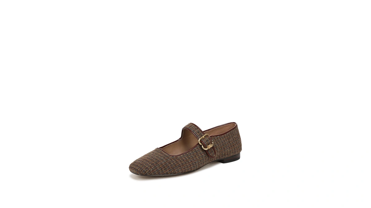 Sam Edelman Women's Michaela Mary Jane Flat, Brown Plaid Multi,