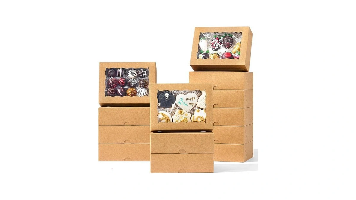 25pcs 8x6x2.5 Inch Kraft Bakery Boxes With Window Party Favor/gift