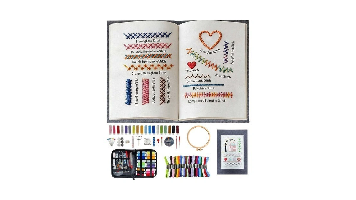 Embroidery Stitch Book Kit For Adults & Diy Craft Enthusiasts,