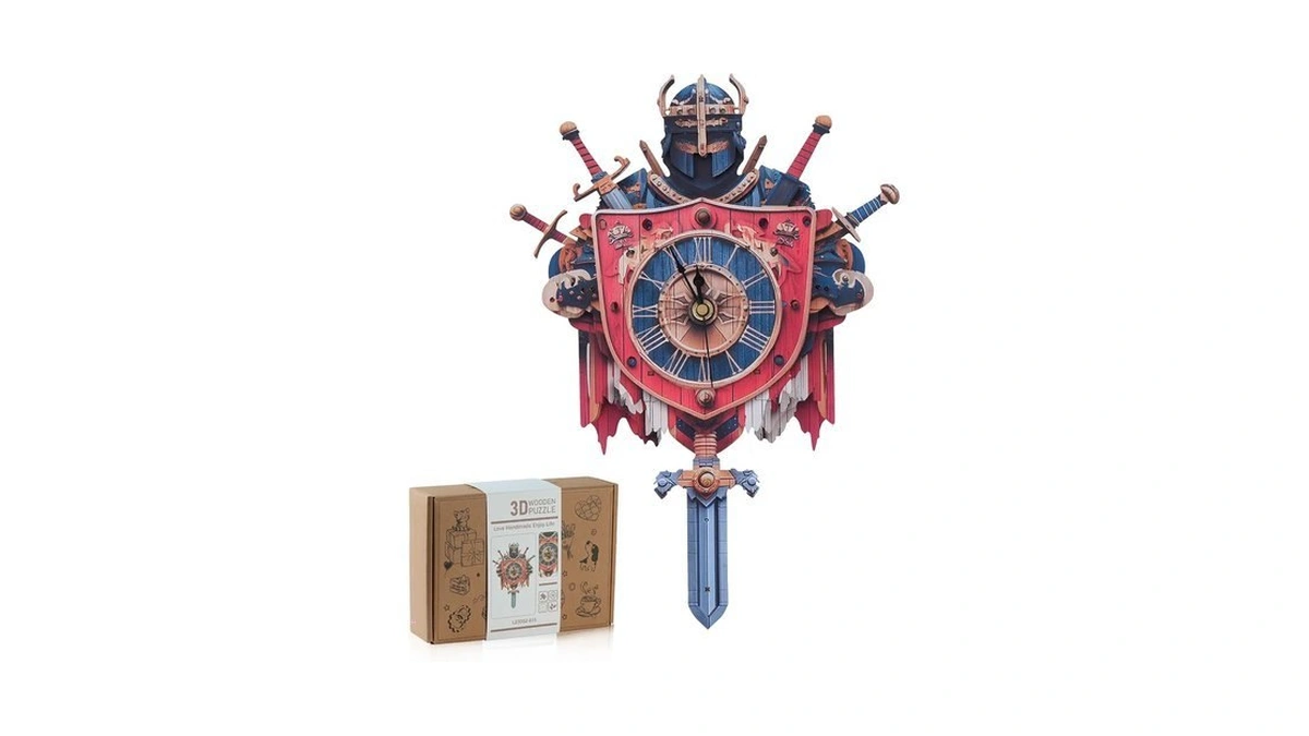 3d Wooden Puzzles For Adults, Knight Clock 3d Diy Model