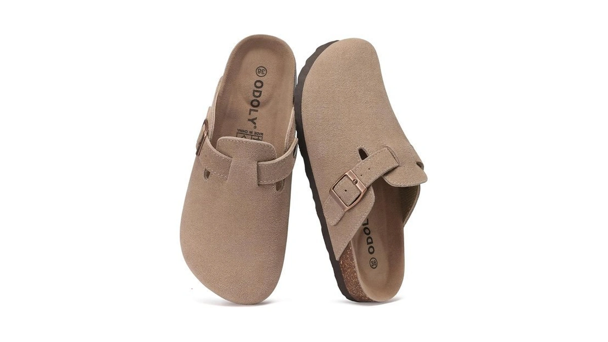 Odoly Genuine Suede Clogs For Women Men Comfort Cork Footbed