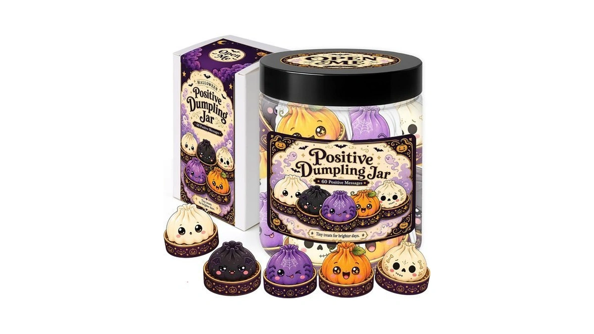Positive Halloween Dumplings Affirmations Jar, 60 Affirmation Cards