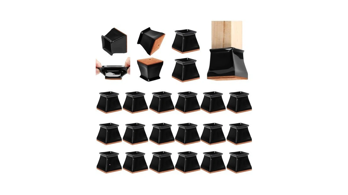 Chunzexi 24 Pack Chair Leg Floor Protectors, Square S Black,
