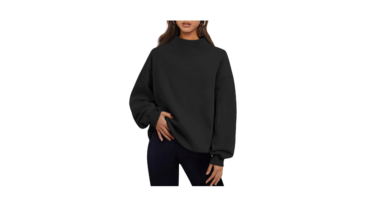 Trendy Queen Womens Mock Neck Sweatshirts Oversized Pullover Fall Outfits