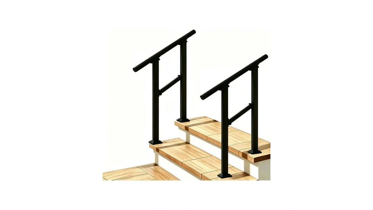 Metty Metal 2 Pack Hand Rails For Outdoor Steps,2 Step