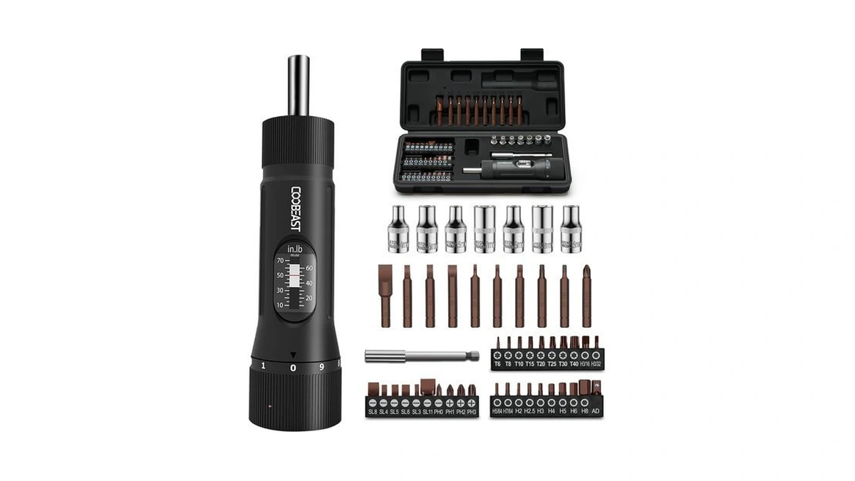 Coobeast 49pcs Preset 1/4” Drive Torque Screwdriver With S2 Bits