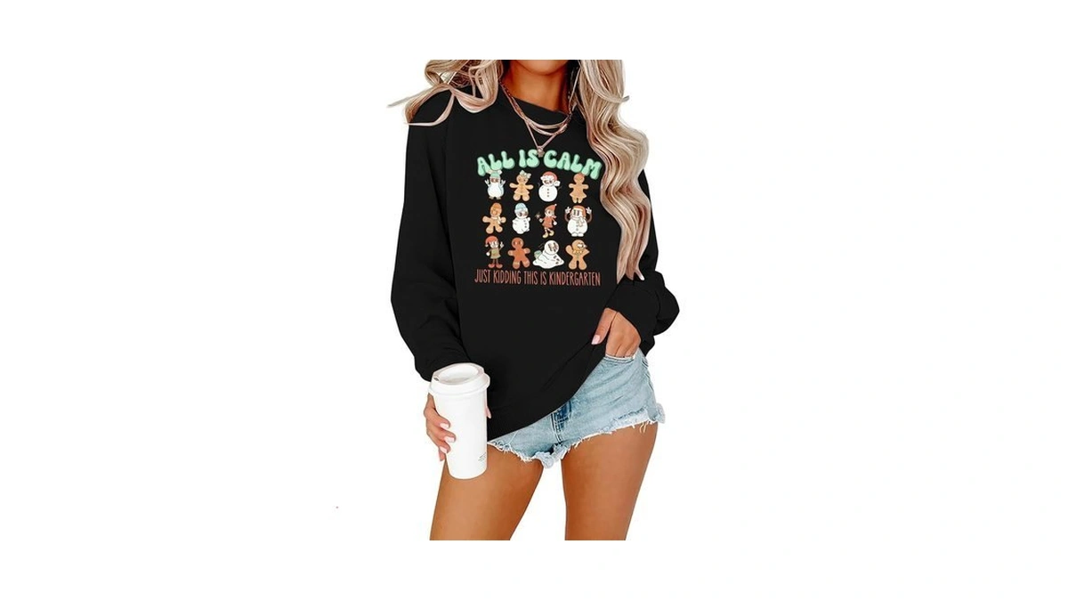 Floyu Christmas Sweatshirt For Women Christmas Teacher Sweatshirts Kindergarten Xmas