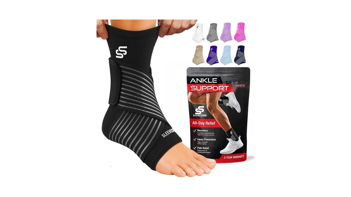 Sleeve Stars Ankle Brace Men & Women Support (single/m:10"-12"/black)