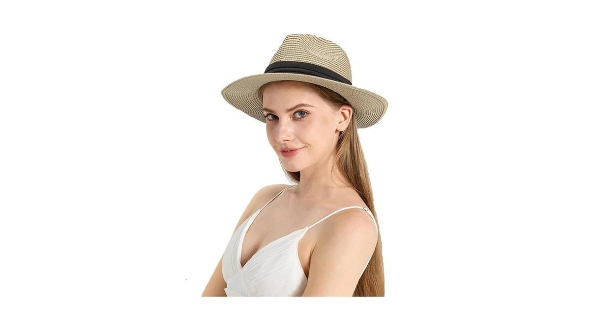 Straw Fedora Sun Hat For Women Men Wide Brim Panama