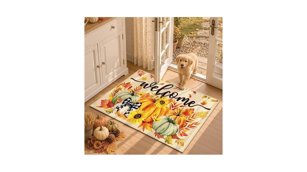 Findosom Fall Door Mat, 32" X 20" Washable Pumpkin Fall