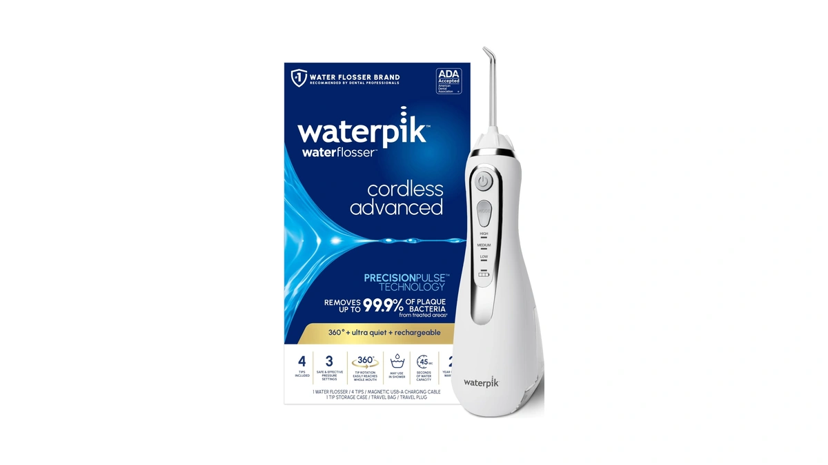 Waterpik Cordless Advanced Portable Water Flosser, Rechargeable, White