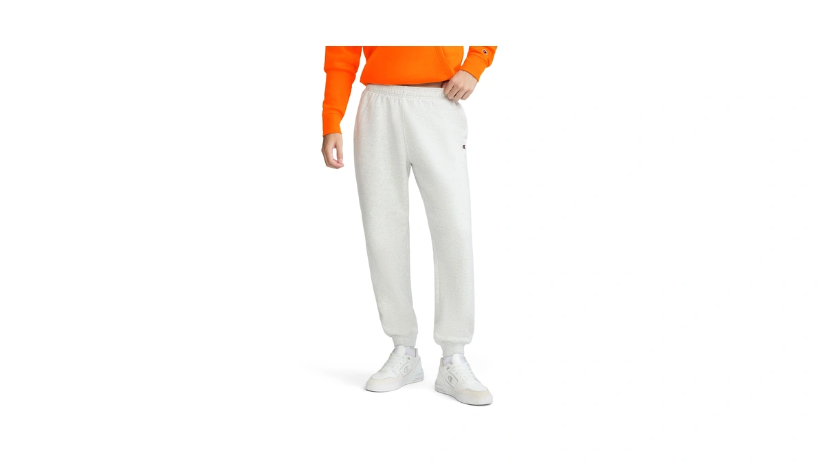 Champion Men's Powerblend Joggers, Standard Fit, Midweight Fleece, Platinum Silver