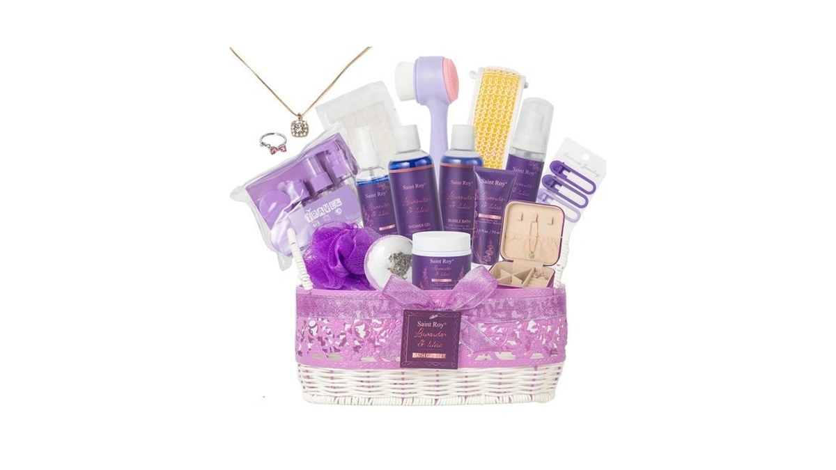 25pcs Lavender Bath And Body Gift Basket, Hydrating Skin Care
