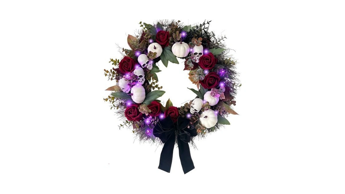 Hiptree 20 Inch Gothic Halloween Wreath For Front Door With