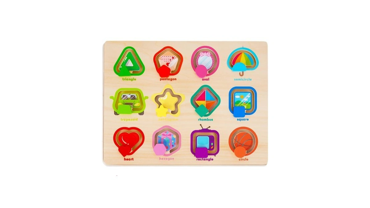 Melofaver Montessori Wooden Movable Color Shape Board Puzzle For Toddlers