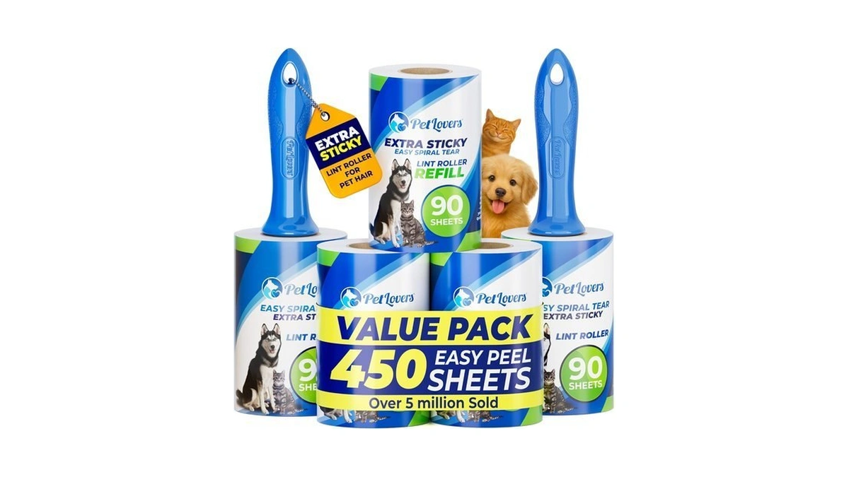 Petlovers Extra Sticky Lint Roller Mega Value Set 450 Sheets
