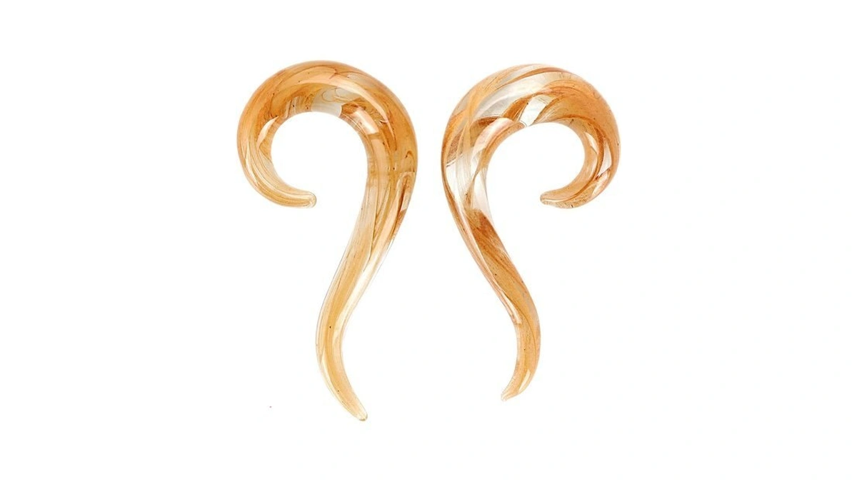 Yofanst 2pcs Glass Teardrop Spiral Ear Gauges Twist Hanger Stretchers