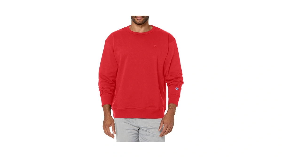 Champion Men’s Powerblend Crewneck Sweatshirt, Midweight Fleece, C Logo, Team