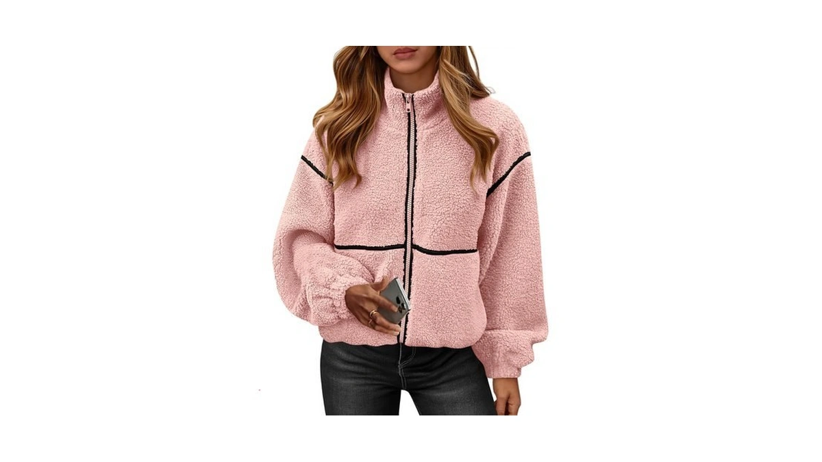 Kirundo Sherpa Jacket Women Fleece Zip Up Winter Coats(pink, S)