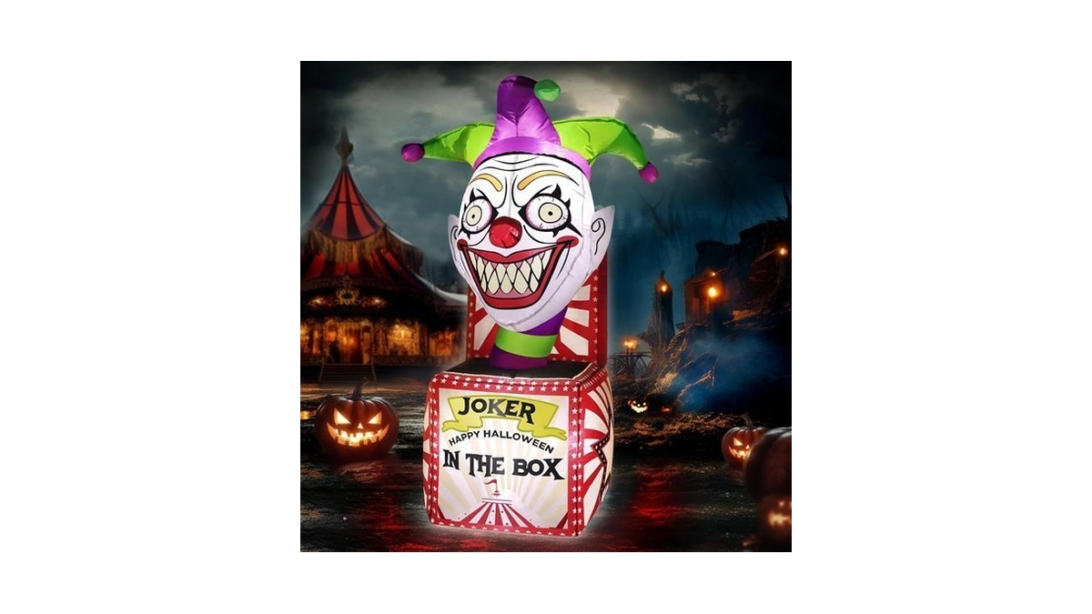 Zukakii 4ft Halloween Inflatables Clown Box With Bright Led Lights,