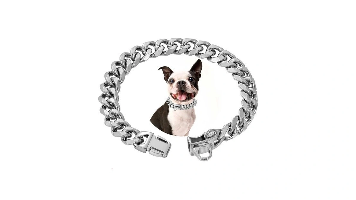 Stainless Steel Silver Gold Dog Collars With Safety Buckle Lock,18k