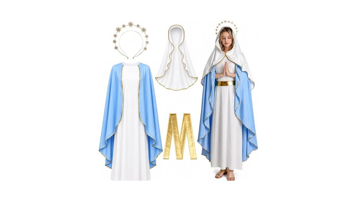 Adnee 4 Pcs Mary Costumes For Women, Virgin Mary Outfits